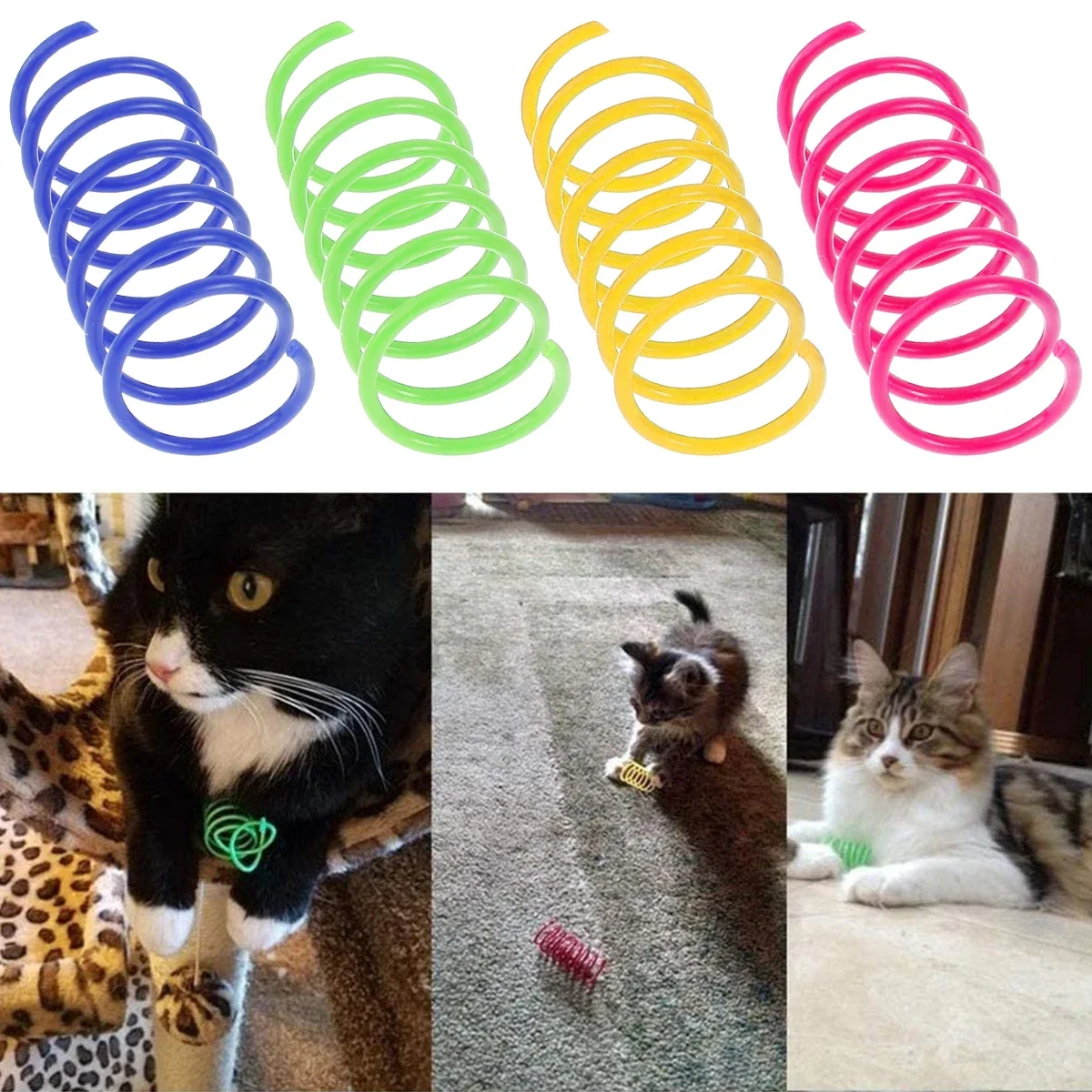 4-200 Pcs Cat Toys Interactive Durable Heavy Gauge Spring Tools Cat Spring Toys Colorful Cat Coil Toy Kitten Coil Spiral Springs - Image 6