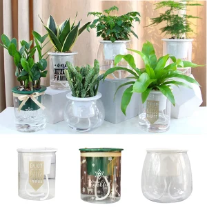 Indoor Self Watering Planter Pots Absorbent Cotton Rope Planter Indoor Plants Pots Office African Violet Pots with Rope