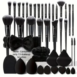 13 pieces of high-quality black makeup brush set - MUA recommends Christmas and Halloween, high-quality makeup brush set, boxed