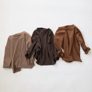 NEW 2024 100% Cotton Newborn Baby Boys Basic Long Sleeved T-shirt Baby Clothes Girls Solid Color Soft Top