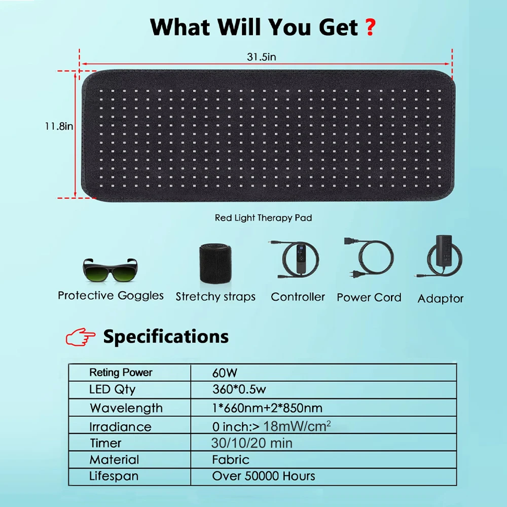 Updated Red Light Therapy Heating Pad for Body Infrared Light Device Cushion Mat Waist Back Shoulder Muscle Pain Relief Relax - Image 5