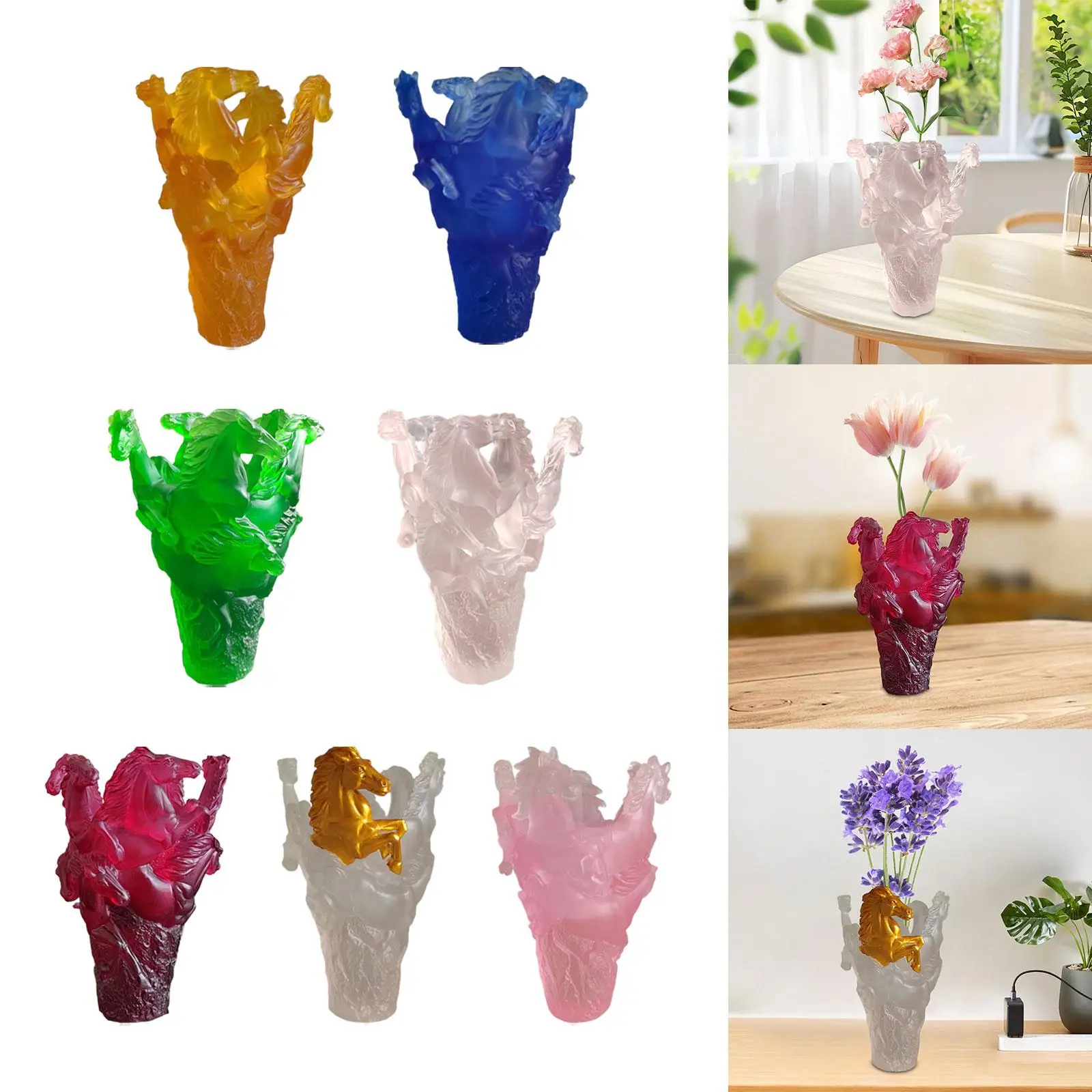 Multi -Horse -Form -Vase -Stisch -Stisch -Stecoration Flower Arrangement Harz Blossom Vase for Table Multi -Horse -Form -Vase -Stisch -Stisch -Stecoration Flower Arrangement Harz Blossom Vase for Table