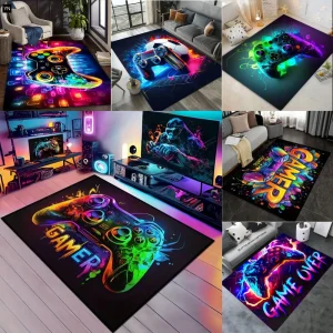 2025 Gaming for Boys Room Gamer Casual Carpet with Controller Design Rug Game Room Bedroom Decor Nonslip Machine Washable Mat