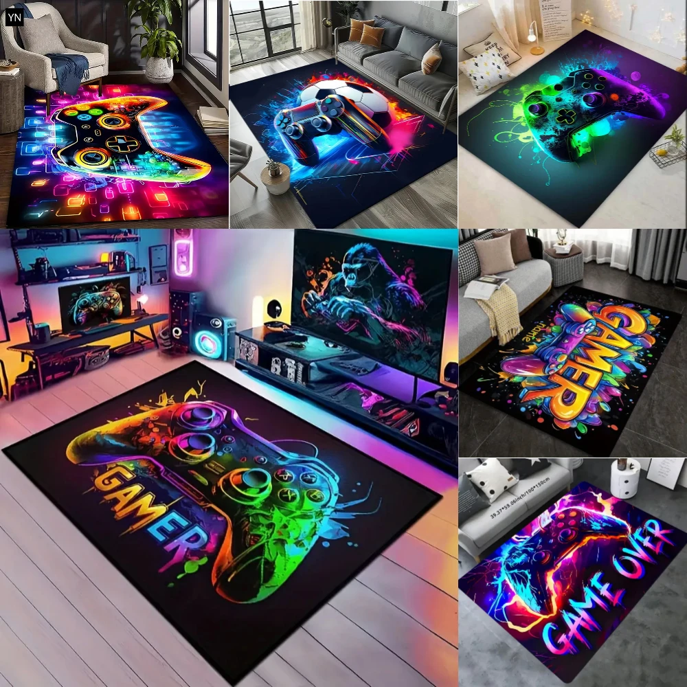2025 Gaming for Boys Room Gamer Casual Carpet with Controller Design Rug Game Room Bedroom Decor Nonslip Machine Washable Mat
