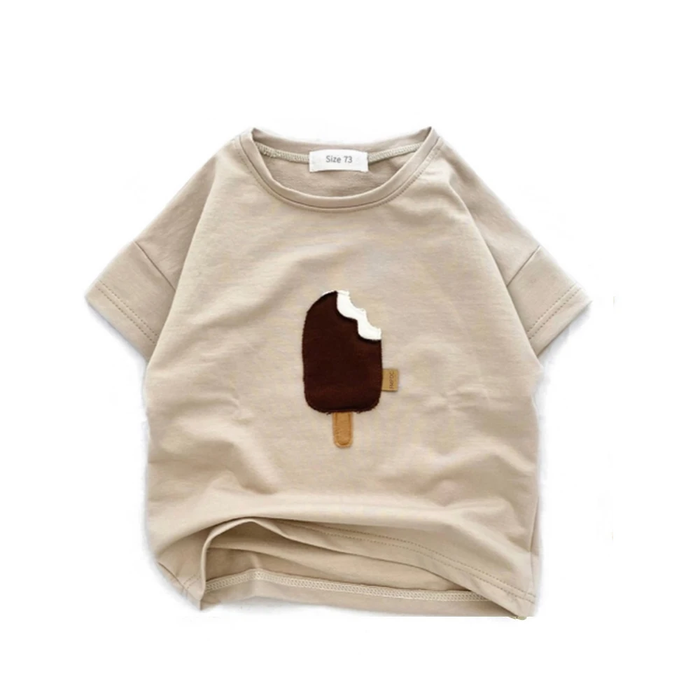 Baby Boys Ice Cream Cotton Short Sleeve Casual Style Shirt Soft Girls Tees O-neck Pullover Toddler Top - Image 2