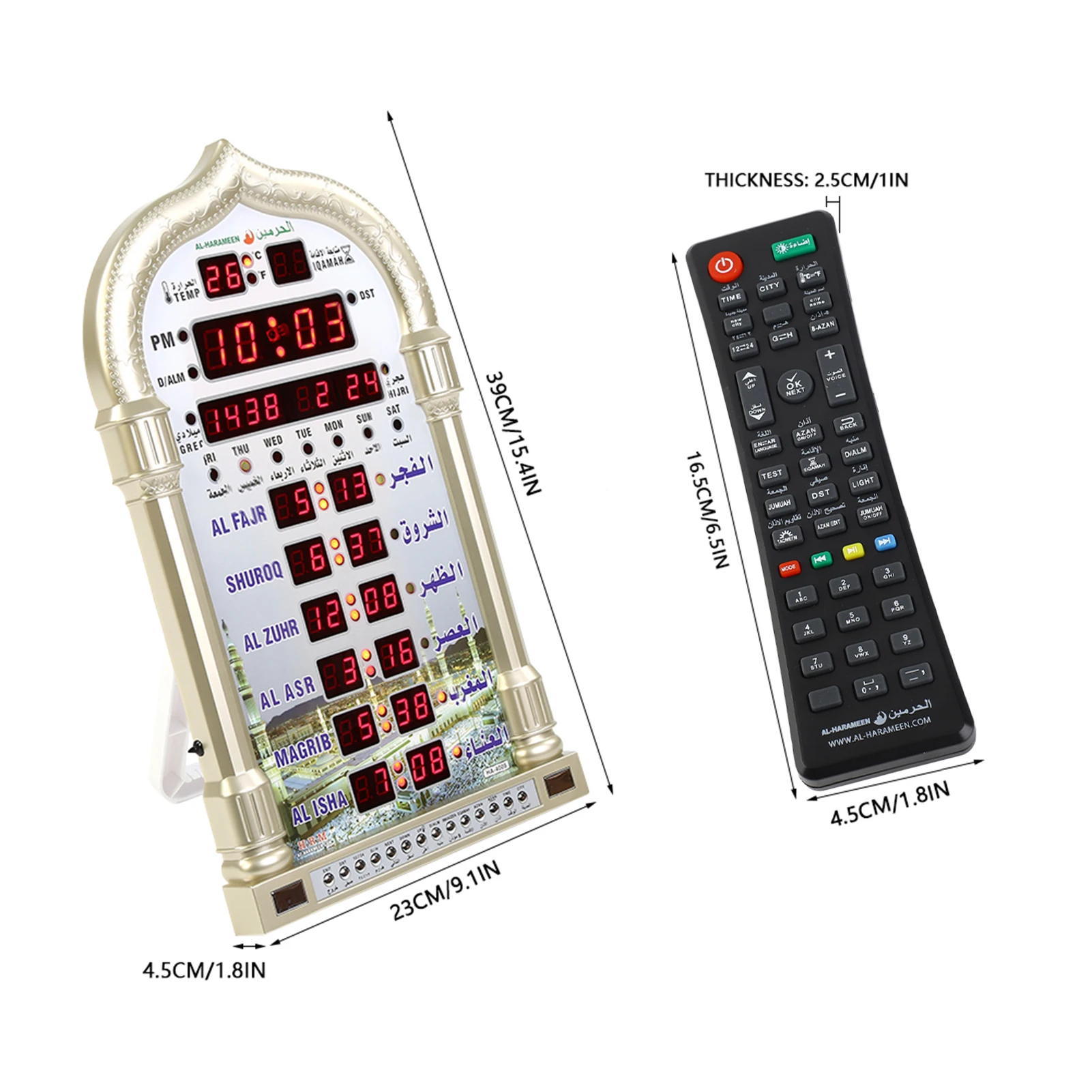 HA-4008 Wall Calendar Mosque Digital Islamic Clock Muslim Gift Alarm Azan Prayer Digital Clock EU 110-240V - Image 5
