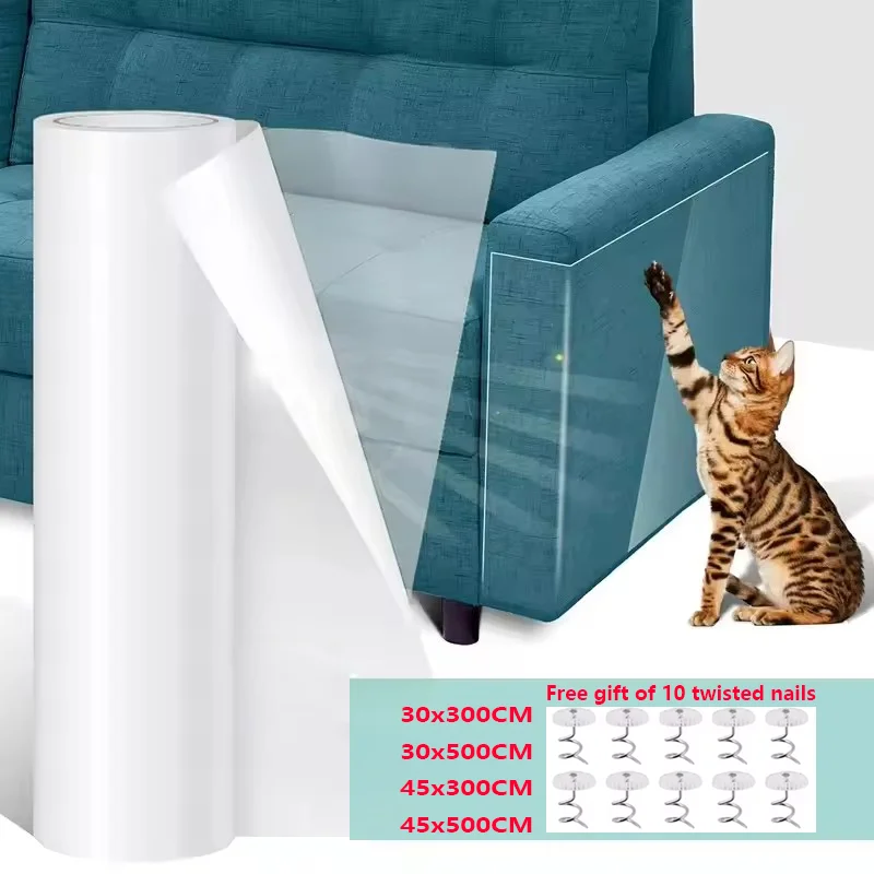 Cat Scratch Deterrent Tape Furniture Protectors From Cats Transparent Self-Adhesive Pet Training Tape for Sofa Furniture Sticker