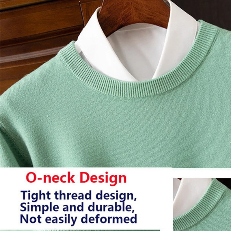 Men's 100% Cashmere Sweater O-Neck Pullovers Knit Large Size Wool Sweater Winter New Tops Long Sleeve High-End Jumpers - Image 4