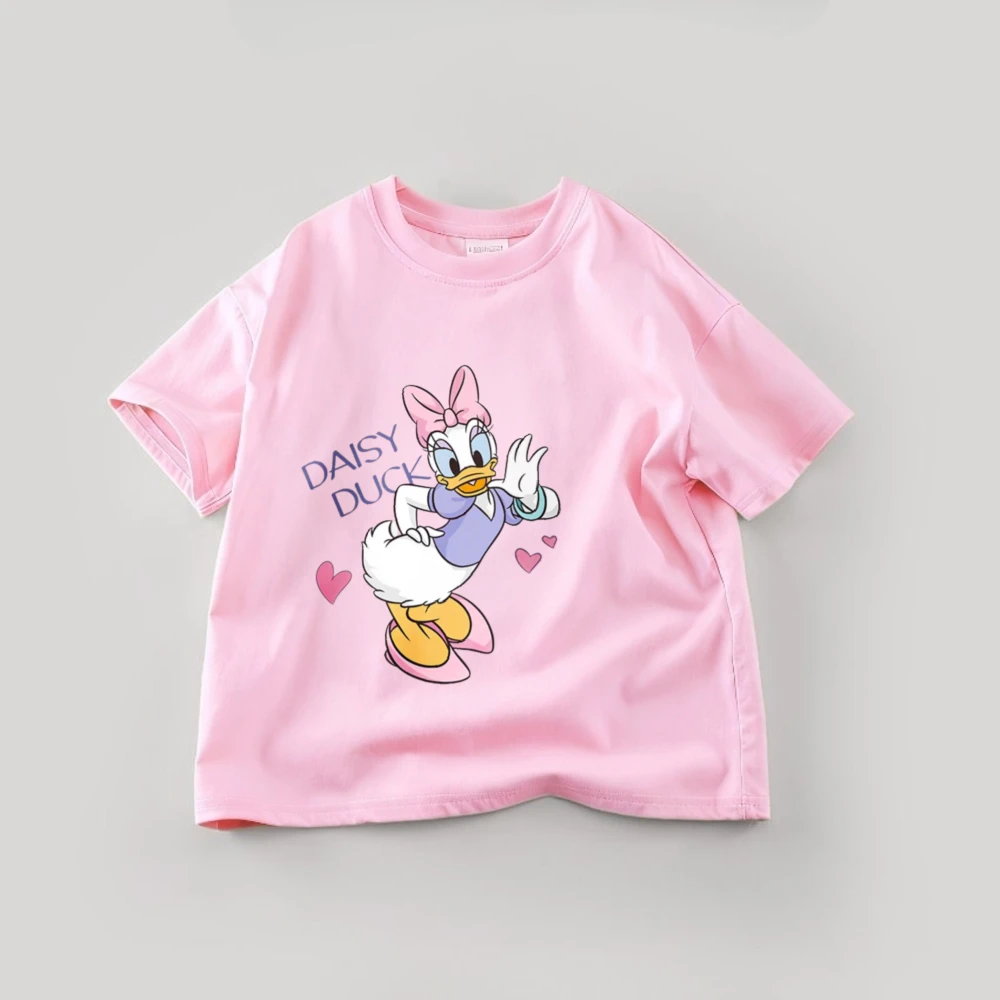 Disney Cartoon Daisy Duck T-shirt Summer Clothing Baby Girl And Boy Casual Tees Tops Short Sleeve Children's Clothes T Shirts - Image 2