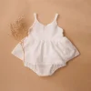 Baby Girl White Lace Dress Cute Floral Printed Newborn Girl Bodysuit Dress Summer Baby Clothes