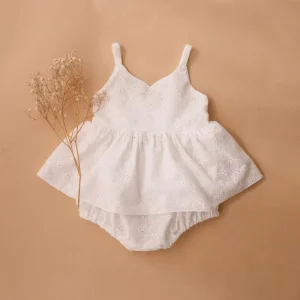 Baby Girl White Lace Dress Cute Floral Printed Newborn Girl Bodysuit Dress Summer Baby Clothes
