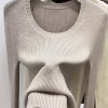 2026 Soft Warm Simple Base Layer Top Women's Autumn Winter New Slim Fit Sweater Solid Color O-neck Knitted Pullovers