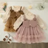 Girls Dresses Spring And Autumn Cotton Bow Mesh Long Sleeved Baby Girl Dress Cute And Comfortable Princess Dress Baby Clothing