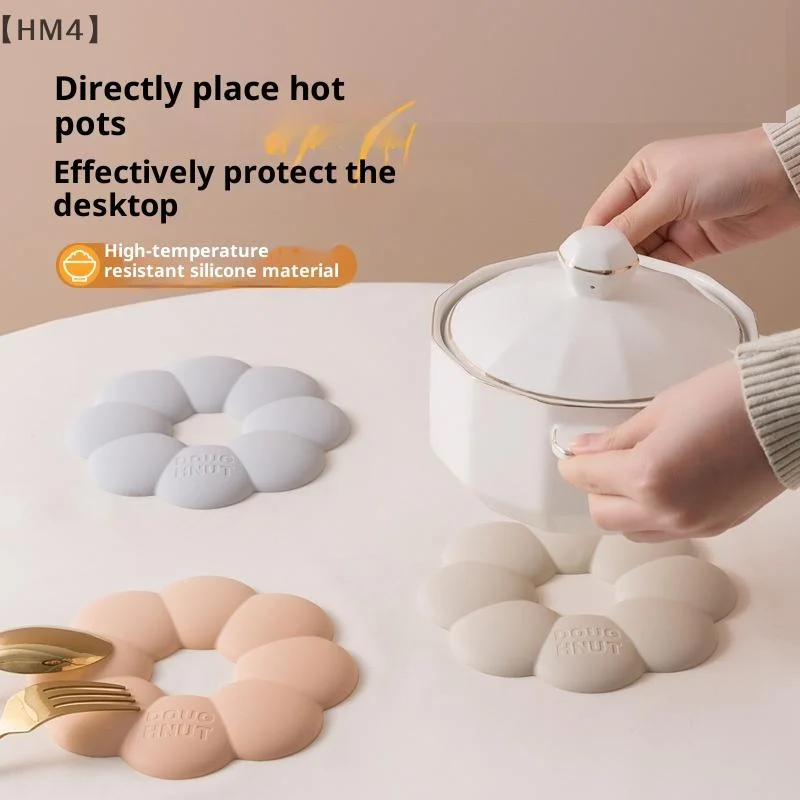 〔HM4〕Multipurpose Pot Mat Heat Resistant Coaster Donuts Shape Silicone Coaster Set Heat Insulation Mat For Dining Table
