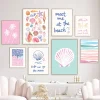 Coastal Gallery Wall Art Summer Sea Art Prints Posters Girly Trendy Beach Seashells Canvas Painting House Bedroom Decor Cuadros