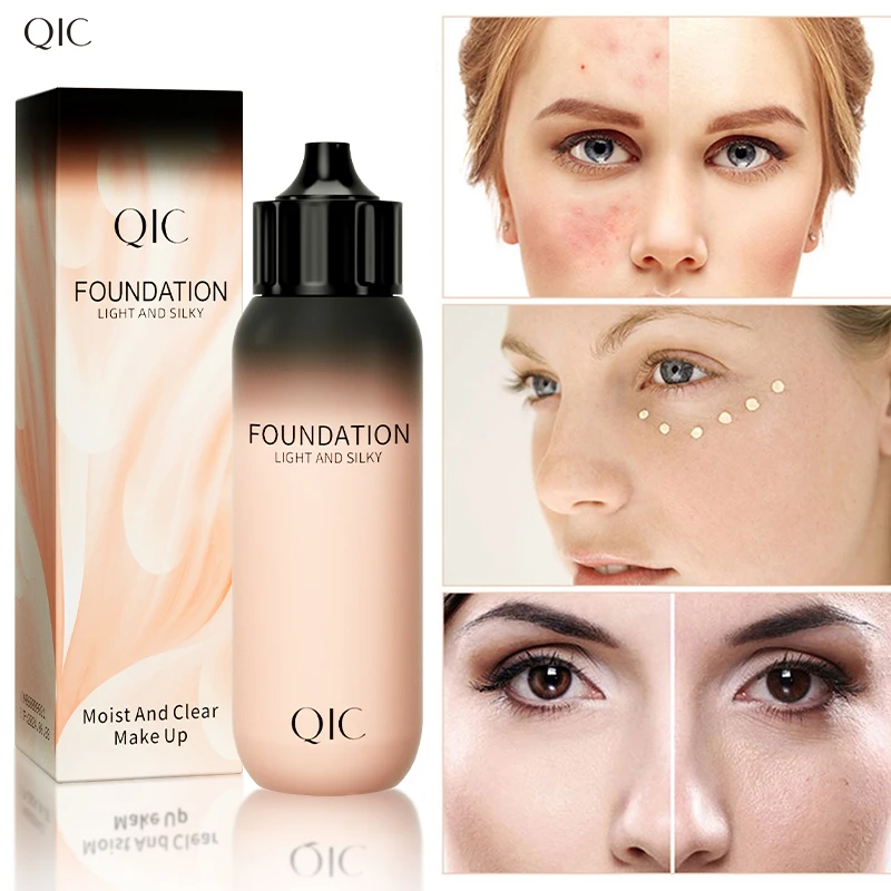 QIC Liquid Foundation High Coverage Makeup Base Lasting Concealer Cream Waterproof Oil-Control Face Foundation Makeup Cosmetics - Image 2