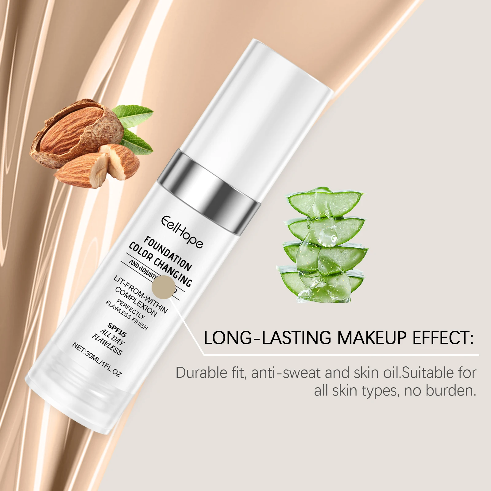 Foundation Moisturizing Liquid Foundation Face Makeup Foundation Light Coverage Dewy Finish Long Lasting Hydrating For Daily - Image 3