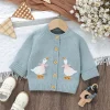 Autumn Baby Sweater Knit Infant Boy Girl Cardigan Fashion Cute Cartoon Goose Newborn Children Clothes Long Sleeve Tops Outerwear