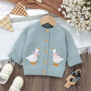 Autumn Baby Sweater Knit Infant Boy Girl Cardigan Fashion Cute Cartoon Goose Newborn Children Clothes Long Sleeve Tops Outerwear