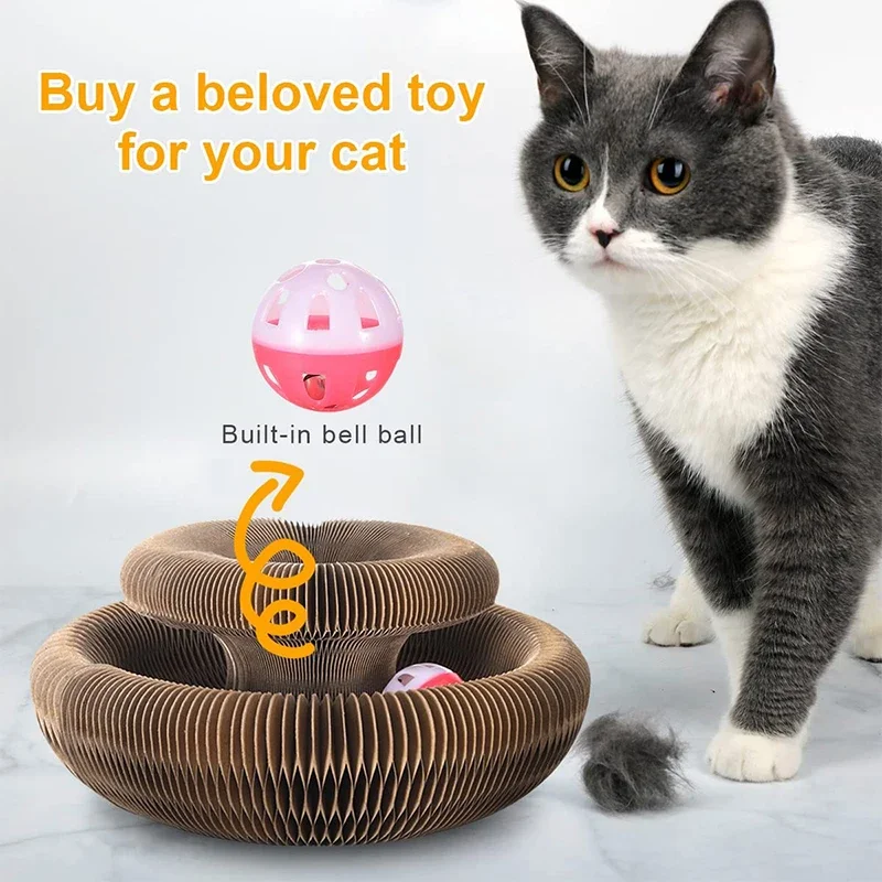 Organ cat scratching board, change cat toys, with bell cat claw grinding cat climbing frame corrugated paper - Image 3
