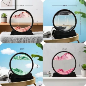 New 3D Moving Sand Art Picture Round Glass Deep Sandscape Hourglass Quicksand Craft Flowing Sand Painting Office Home Decor Gift