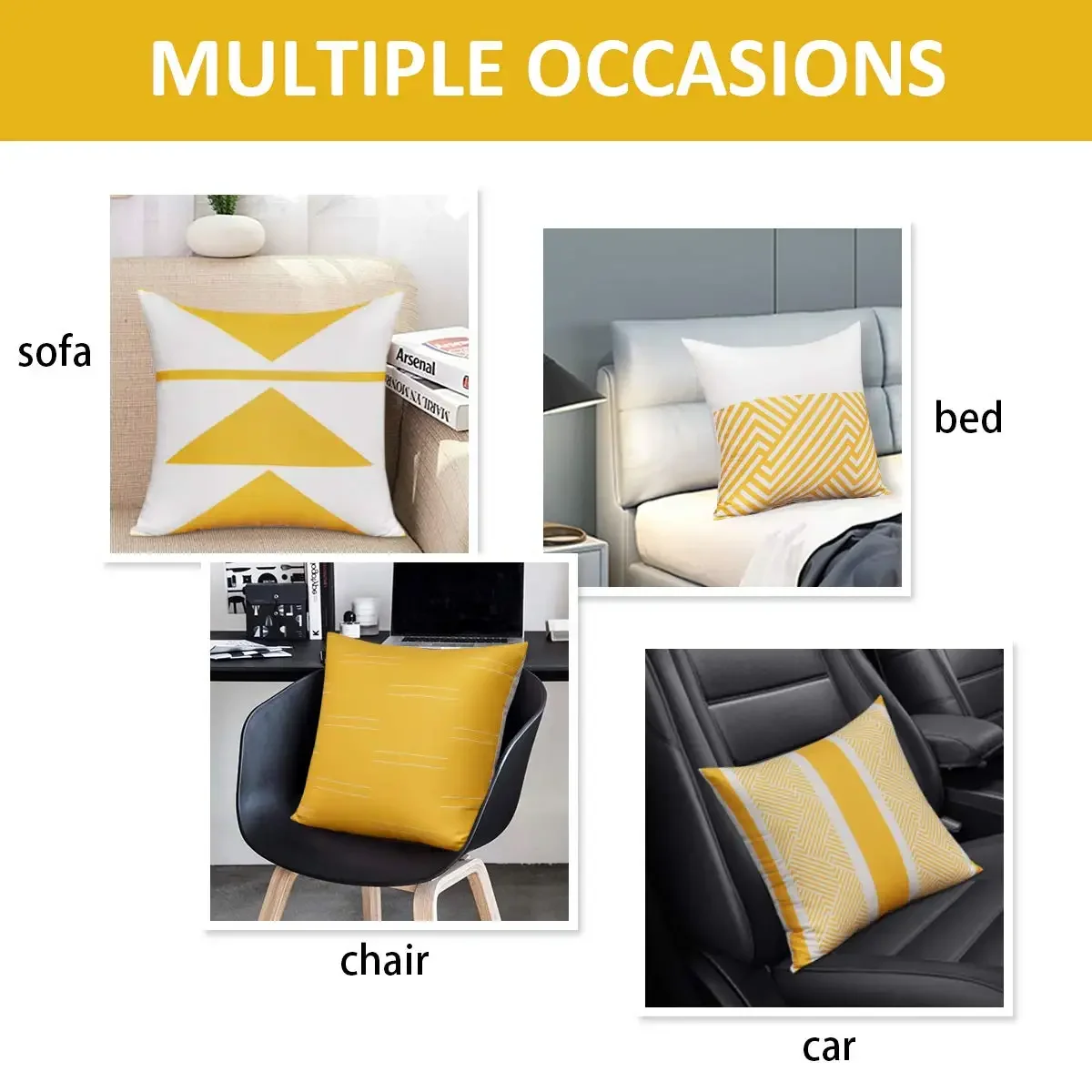 Yellow white geometric short plush pillowcase sofa cushion cover home decoration can be customized for you 40x40 45x45 50x50 - Image 3
