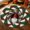 Christmas Gnome 3D Illusion Rug Festive Geometric Round Carpet Cute Nordic Gnome Floor Mat Christmas Gift Home Decor