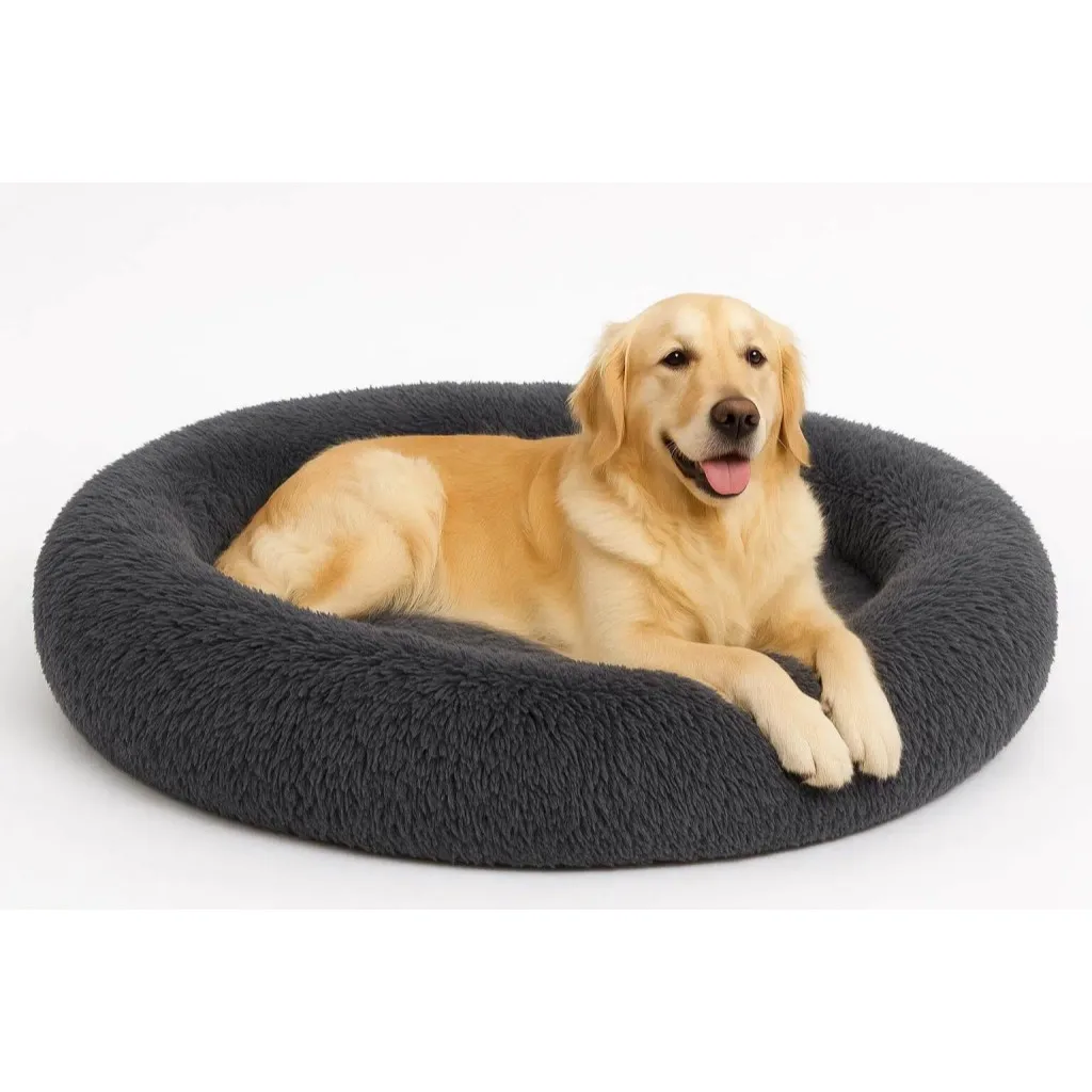 Fluffy Round donuts Dog Bed Sofa Plush Couch for Small cat Soft Cozy Pet Bed Mat in Beige Brown Gray Pink Blue Sizes S to XXXL - Image 5