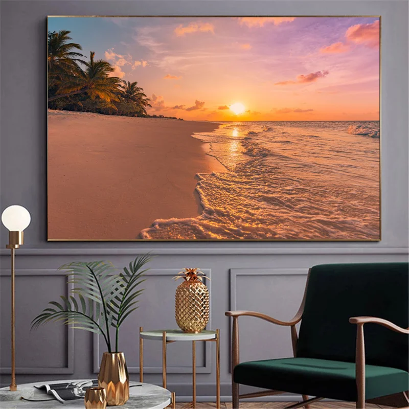 Sunsets Natural Sea Beach Landscape Poster and Prints Wall Art Picture canvas Painting Wall Art for Living Room Home Decoration - Image 4
