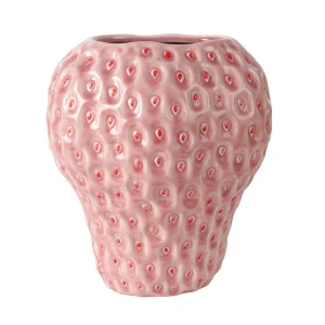 Strawberry Vase Ceramic Decorative Pink Flower Vase Strawberry Shaped Planter Pot for Office Homestay Party