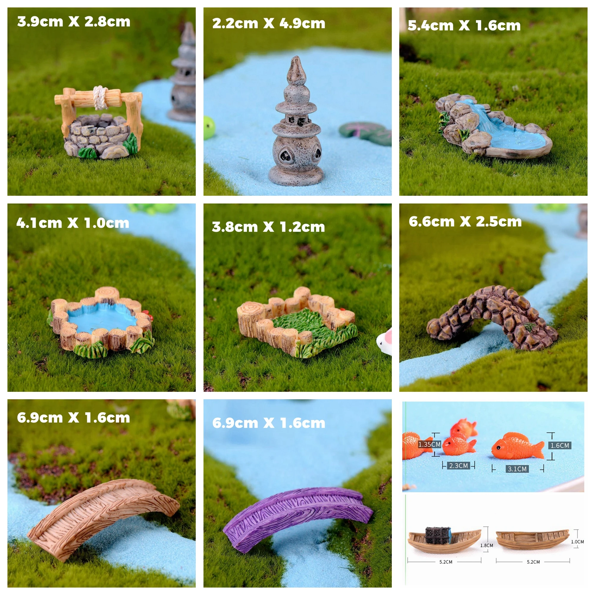 Fairy Garden Accessories Miniature Spring Water Wells Bridge Boat Ornament Statue Figurines Landscape Home Garden Craft Decor - Image 4
