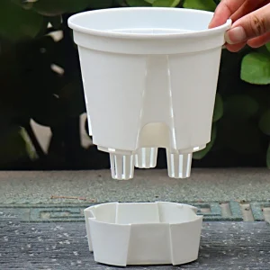 Self Watering Flowerpot Plastic Orchid Pot Double Layer Hydroponic Plant Pot Transparent Round Flower Pot Garden Supplies Decor