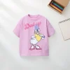 Daisy Duck Pattern Girls T Shirts Summer Clothing Disney Cartoon Cute Short-sleeved Tops Children's Wear Simple Casual T-shirt