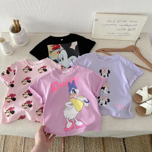 New Summer Boys T-shirt Printed Cartoon Fashion Loose Short Sleeve Tops Children Clothes Baby Round Collar Tees 9m-6y