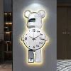 Aesthetic Bear Wall Clocks LED Lamp Bear Wall Silent Light Clock Luxurious Unique Living Room Porch Decor Interior Ornament