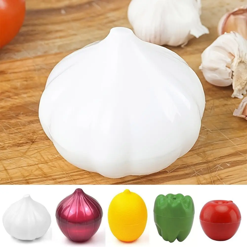 Creative Plastic Garlic Keeper White Reusable Garlic Saver Container Fresh-Keeping Sealed Refrigerator Storage Box Lemon - Image 2