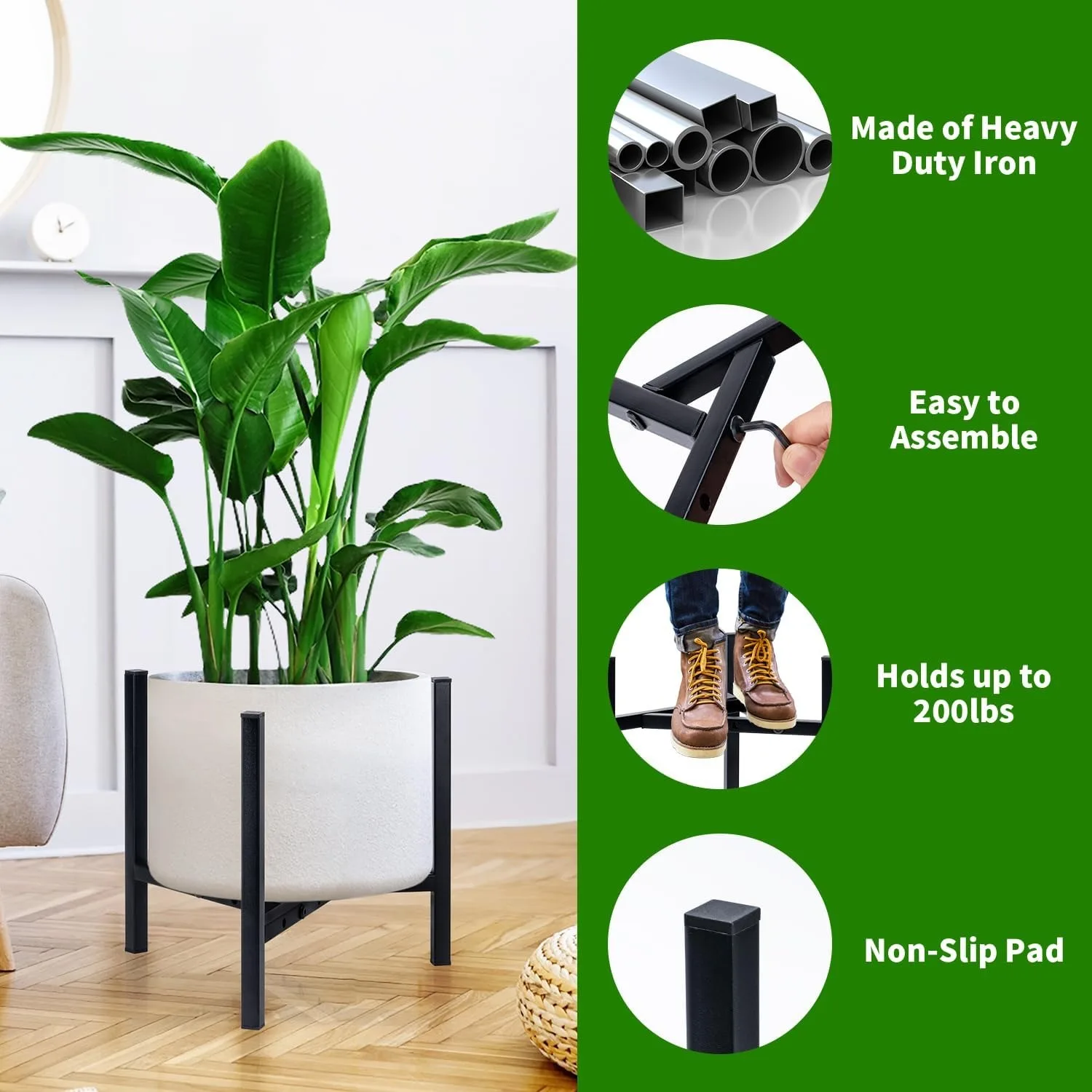 Plant Stand Indoor Adjustable,Plant Stands,Heavy Duty Stable Plant Pot Flower Holder Indoor Outdoor , Fit 8 9 10 11 12 inch Pots - Image 4