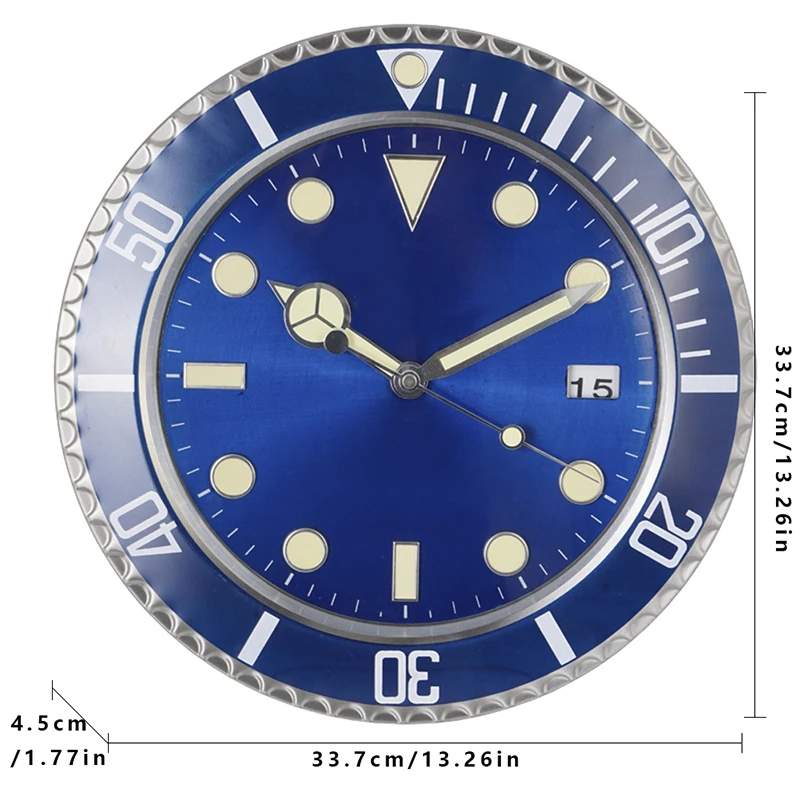 34cm Luxury Creative Wall Clock Modern Metal Design Art Wall Clock Home Large Digital Luminescent Bedroom Decoration Clock - Image 3