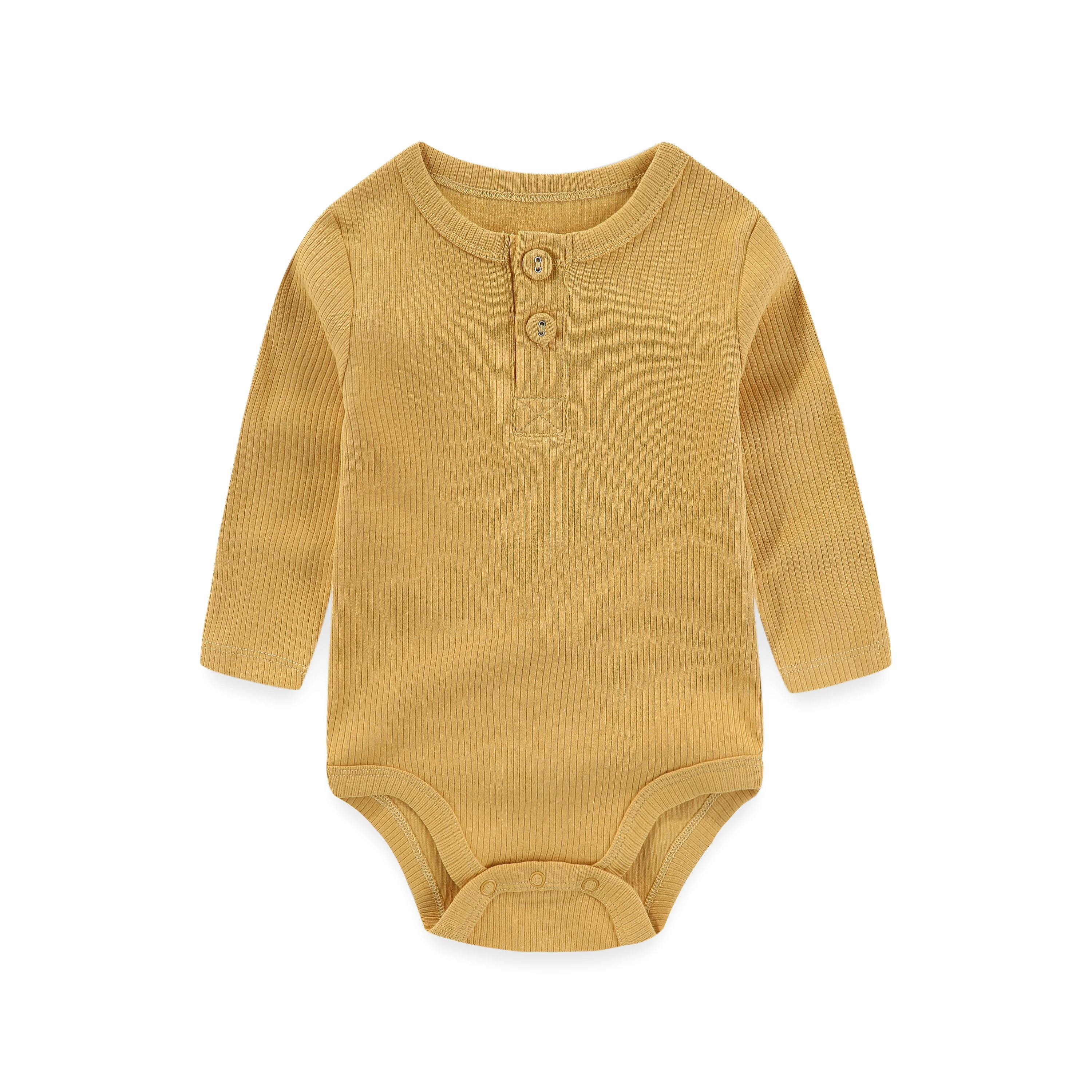 1-Piece Solid Color Unisex Baby Bodysuit Cotton Soft 0-24M Baby Onesies Long Sleeves Infant Clothes - Image 5