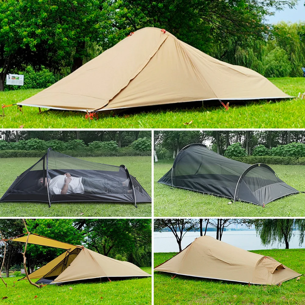 Outdoor Camping Tent Single Person Camping Tent Water Resistant Tent Aviation Aluminum Support Portable Sleeping Bag Tent - Image 2