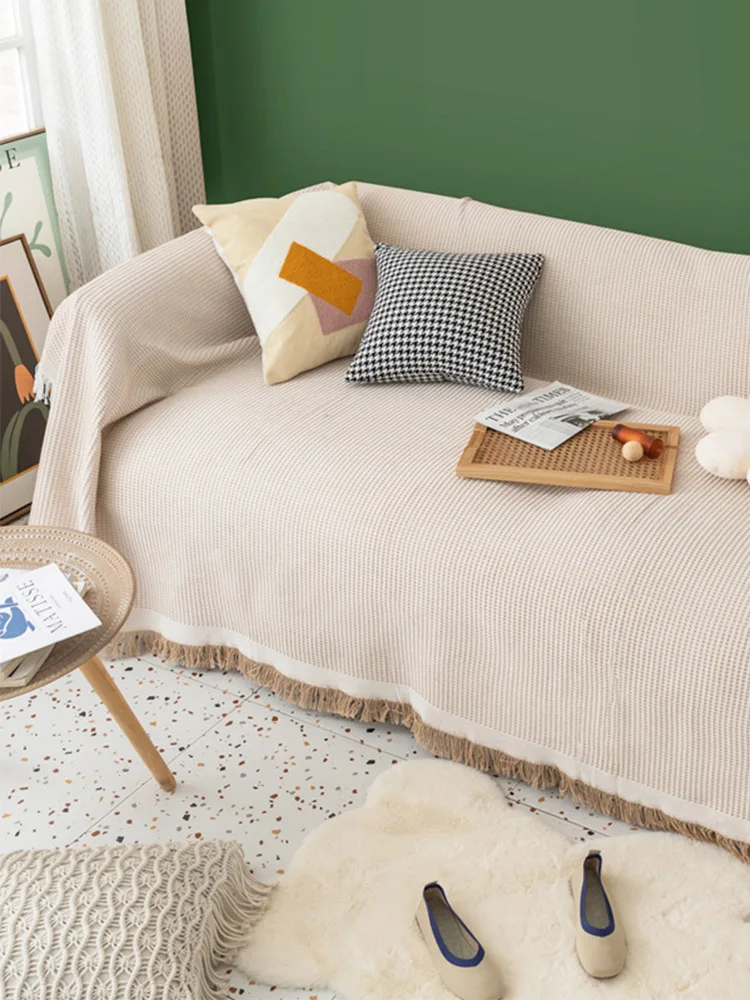 Cloth cover four seasons universal sofa cover full package full cover mat French ins wind cushion cover towel white girl feeling - Image 3