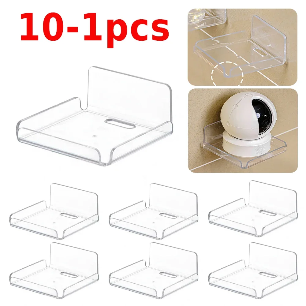 10-1pcs Wall Shelves Acrylic Floating Shelves Small Clear Shelf Display Ledges Adhesive Hanging Shelves for Smart Speaker Action