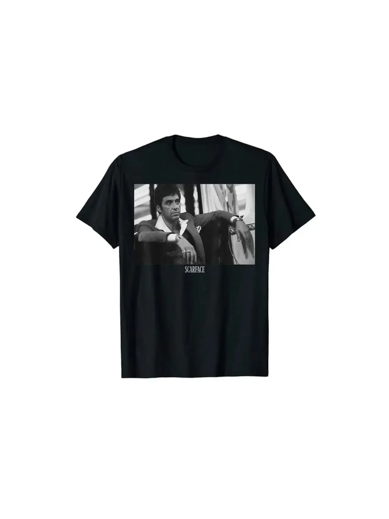 Scarface Tony Montana Sitting Portrait T-shirt Women's Round Neck Short Sleeve T=China 77899 - Image 2