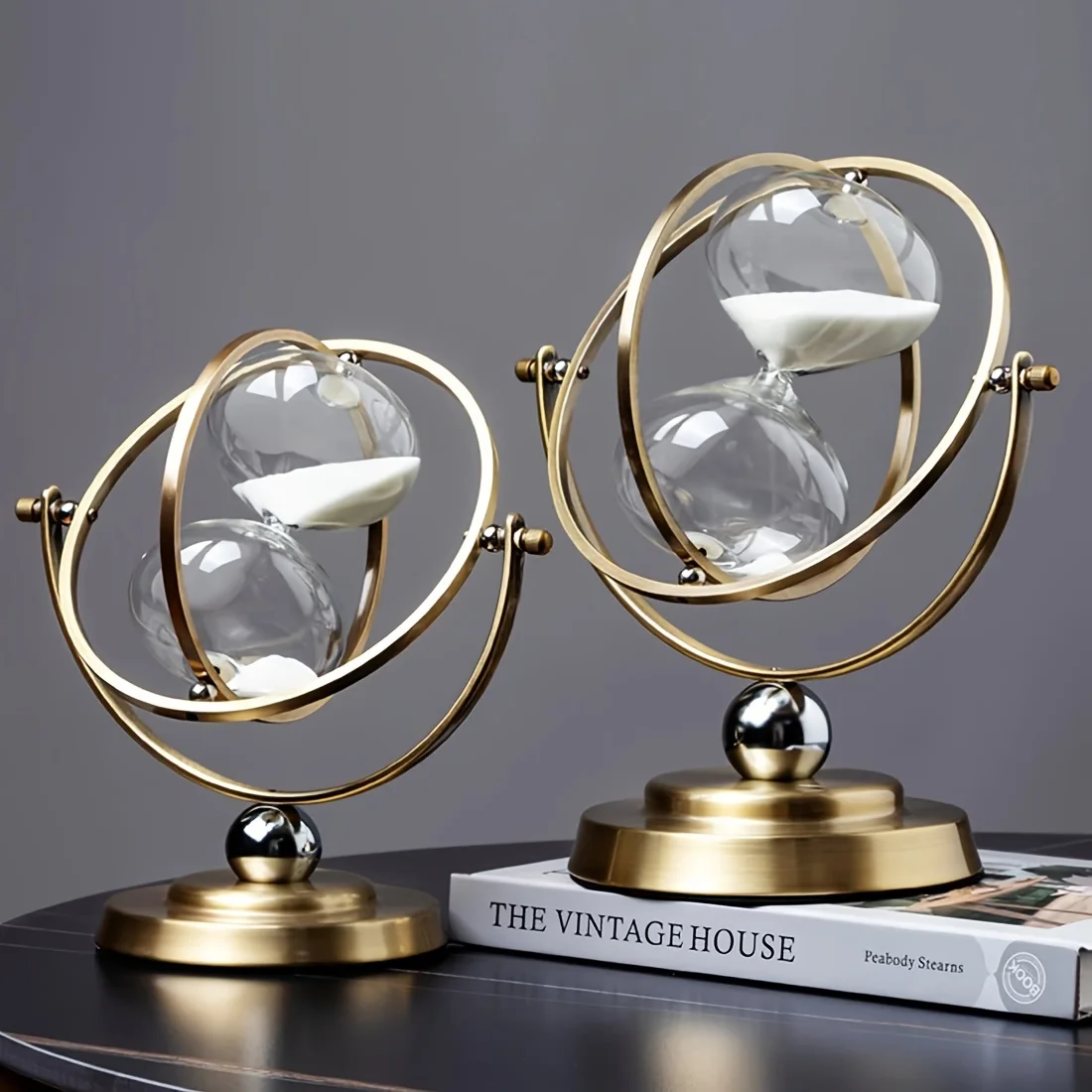 Vintage 30-Minute Sand Timer, 720° Rotating Metal & Glass Hourglass for Desk Decor. - Image 2