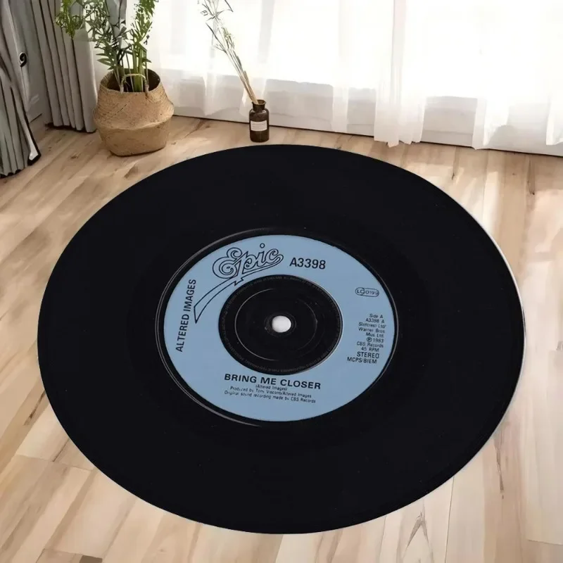 VIKAMA Vinyl Record Round Carpet Music CD Game Room Mat Living Room Area Carpet Bedroom Anti-Slip Soft Pad Home Decoration - Image 2
