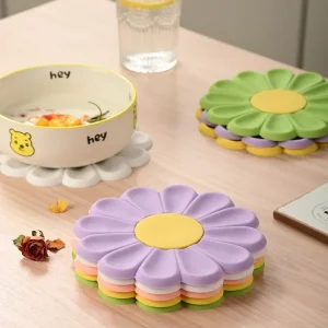 Flower Heat Resistant Silicone Mat Drink Cup Coasters Non-slip Pot Holder Table Placemat Kitchen Accessories Coasters Pads