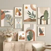 Plant Leaves Sun Line Geometry Boho Abstract Gallery Nordic Wall Art Posters And Prints Painting Pictures For Living Room Decor