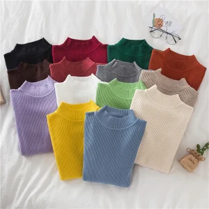 AOSSVIAO 2025 Women Turtleneck Sweater Knitted Soft Pullovers Jumpers Basic Solid Soft Sweaters Women Autumn Winter Casual Top