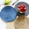 Nordic Style Imitation Cotton Yarn Placemat Round Ramie Woven Coaster Insulation Dish Mat Household Anti-scald Mat