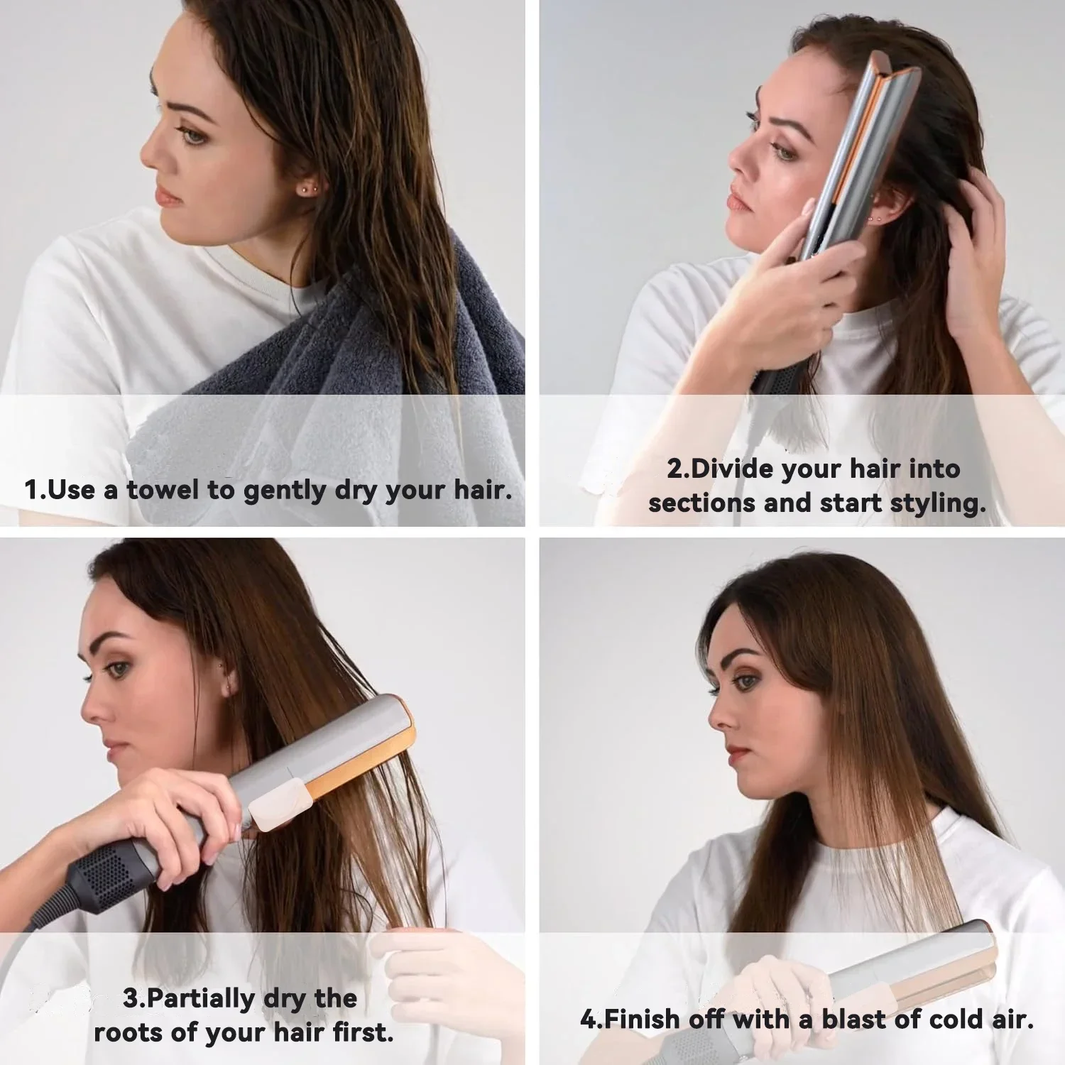 2 IN 1 Professional Hair Straightener & Hair Dryer Heat-Up Hair Flat Iron Negative Ion Iron Long-Lasting Styling Tool - Image 5